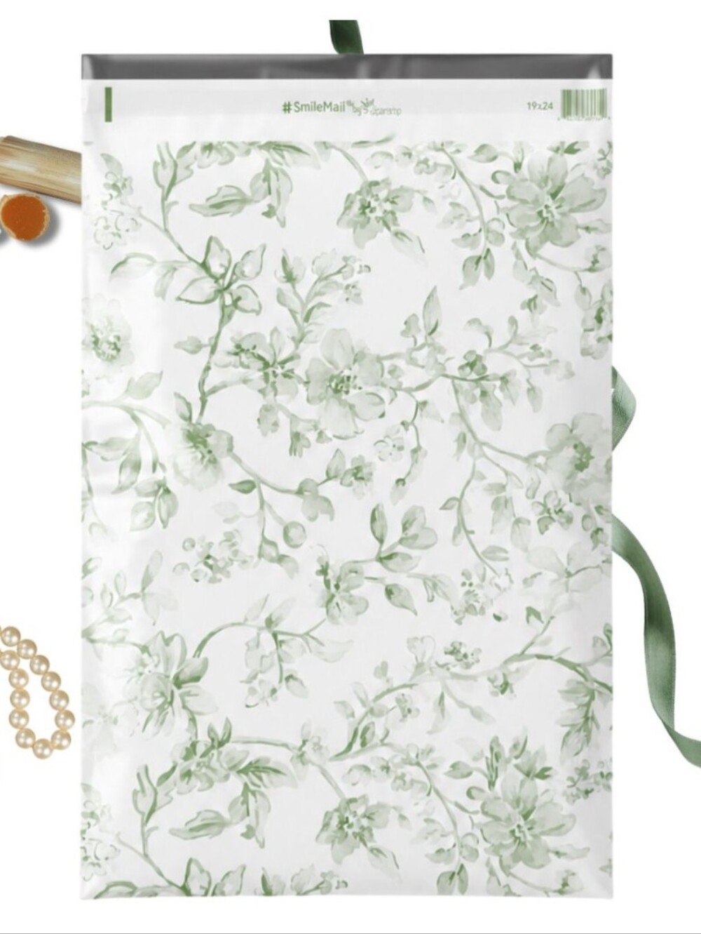 10 19X24 Poly Mailers Green Floral - Picture 2 of 2